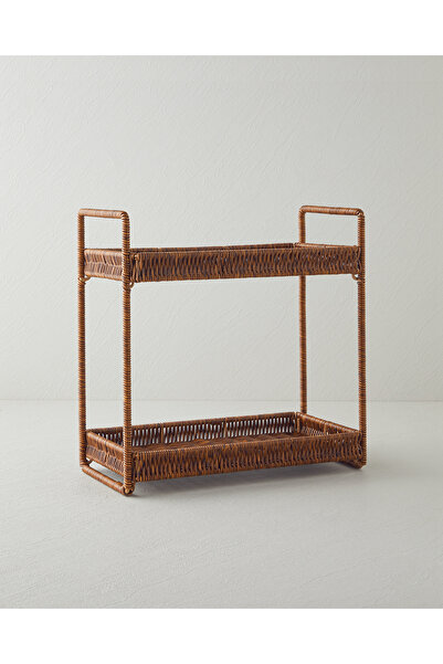English Home Boho Plastik Rattan Katlı Servis 32,5x18x34 Cm Kahverengi
