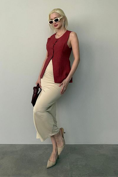Madmext سترة طويلة للنساء بياقة دائرية Mg2331