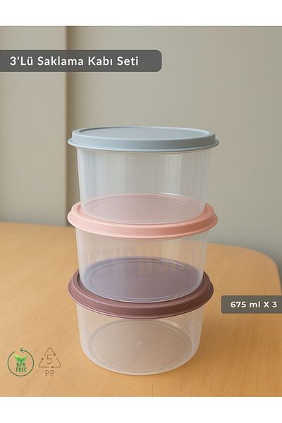 Jet's Home 3-Piece Storage Container Bpa Free Airproof Leakproof Nutrition Container 675 ml