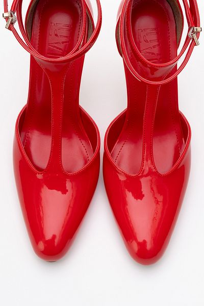 LuviShoes Jon Red Patent Leather Women's Thin Heeled Shoes