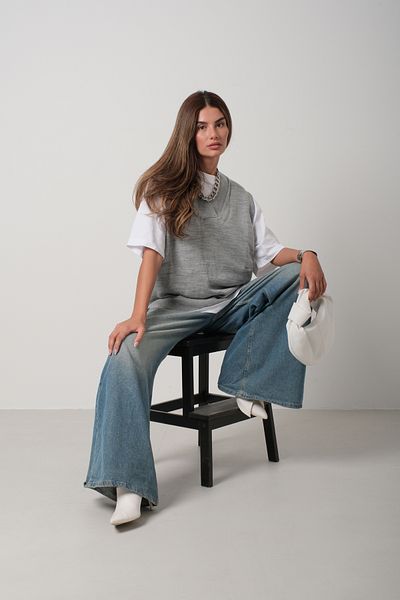 Black Fashion Gray V-Neck Oversize Sweater