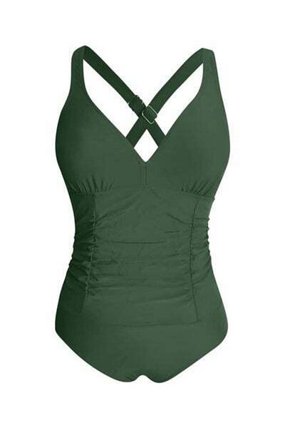 HALAMODO Women's One Piece Swimsuit, Tummy Control Push-Up Wrap Bikini, Bandeau Bathing Suits