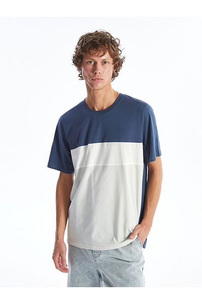 LC Waikiki Crew Neck Short Sleeve Color Blocked Combed Cotton Men's T-Shirt