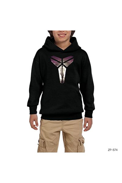 Z zepplin Kobe B. Logo 4 Black Kids Hooded Sweatshirt