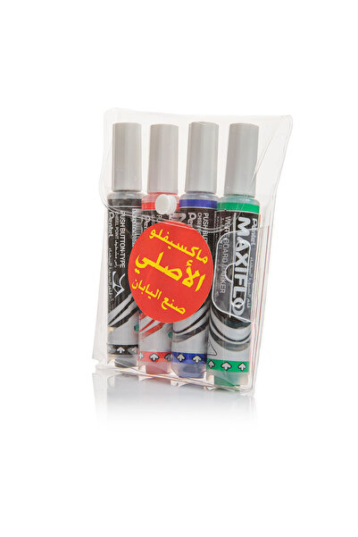Pentel قلم ماكسفيلو للسبورة البيضاء - عبوة من 4 ألوان