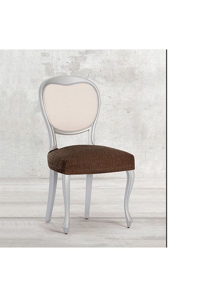 EYSA CONFECTIONES Set of 2 elastic chair covers (seat), Troya, C/7 Brown