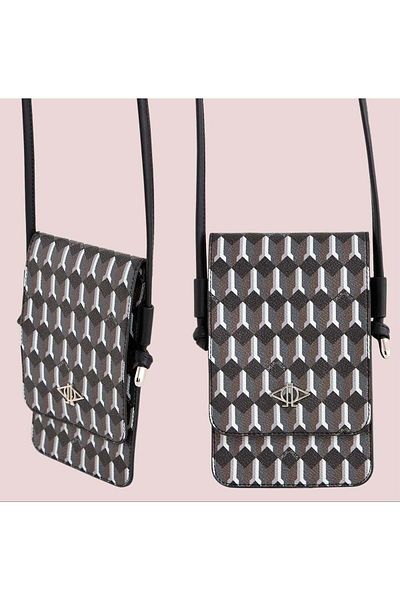 dellel Dellel Black Vegan Leather Crossbody Mobile Phone Holder
