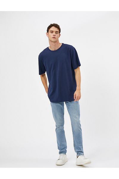 Koton Βασικό T-Shirt Crew Label Label Print Detailed Cotton