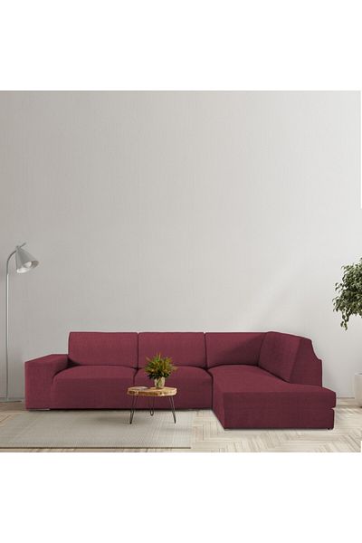 EYSA CONFECTIONES Husa coltar dreapta cu sezlong bielastica 350-500cm, Premium ROC, C/8 Bordo