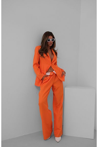 Black Fashion Set jachetă și pantaloni cu talie portocalie