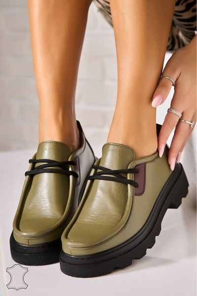 Joana Women's Loafers Natural Leather Green Viona