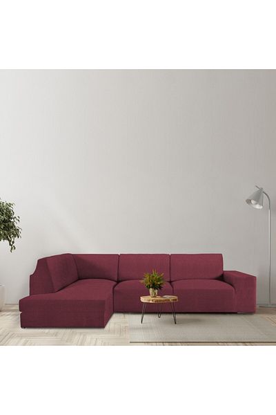 EYSA CONFECTIONES Husa coltar stanga cu sezlong bielastica 350-500cm, Premium ROC, C/8 bordo