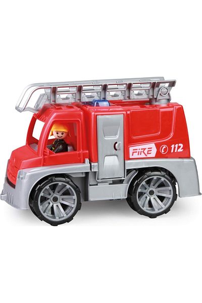 LENA Plastic fire truck for children with opening doors and included Truxx figure, +2 years