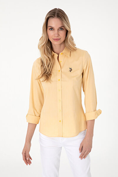 U.S. Polo Assn. قميص أساسي أصفر بأكمام طويلة للسيدات 50295710-VR094