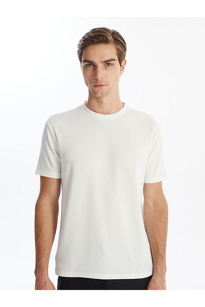 LC Waikiki Męski T-shirt z krótkim rękawem i okrągłym dekoltem