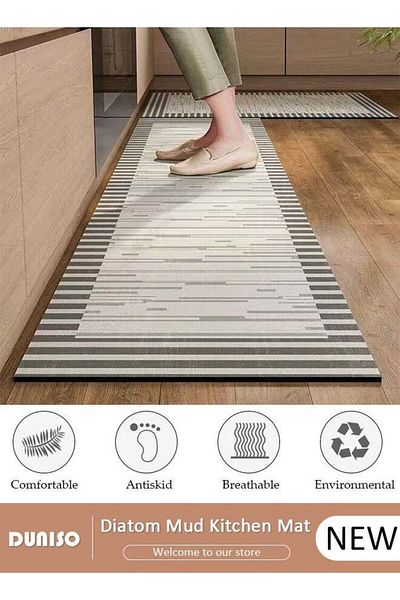 Generic Duniso Two-piece Kitchen Mat Carpet Set Non-slip Quick-drying Diatom Mud Floor Mat