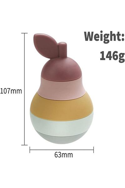 BoodiBou Baby Teething Toy, Pear Model, 5 Pieces, Silicone, Multicolor, 107 X 63 Mm