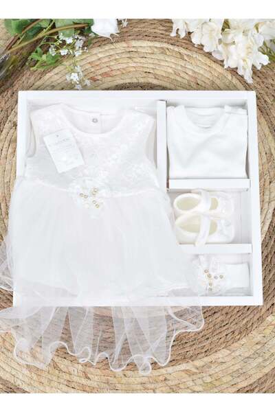 Fun Moment طقم هدايا فستان حديث الولادة مكون من 4 قطع