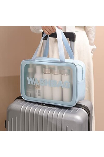 Flippy Geantă cosmetică de călătorie, impermeabilă, mată translucidă, 26 x 15 x 10 cm, albastră