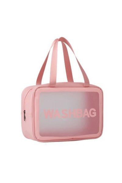 OEM Travel Cosmetic Bag, Waterproof, Translucent Matte, 26 x 15 x 10 cm, Pink