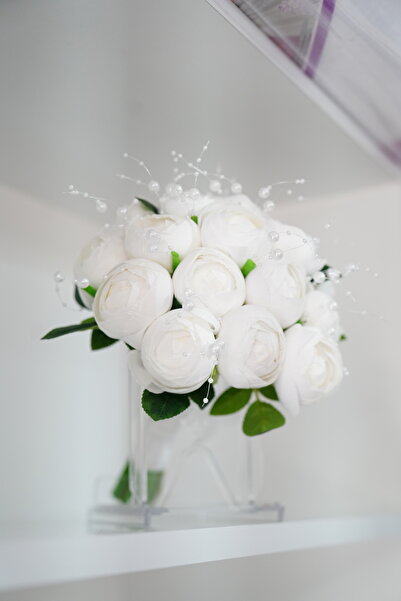 Gülcan Tuhafiye Beyaz Şakayık Gelin Buketi