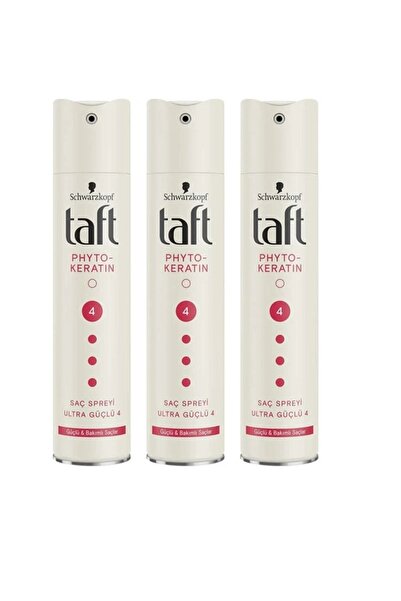 Taft Saç Spreyi Phyto-keratin Ultra Güçlü 4 Güçlü & Bakımlı Saçlar 250 Ml X 3 Adet