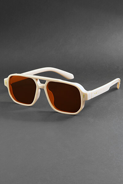 Zzla New Season Beige Brown Glass Unisex Sunglasses