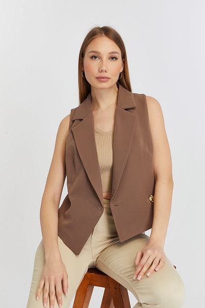 Bolivente Light Brown Regular Fit Lined Woven Vest