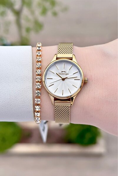 Slazenger Sarı Renk 24 Ay Garantili 25 Mm Kadın Kol Saati Ve Bileklik