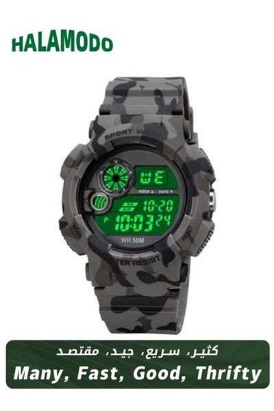 HALAMODO Men's 1718 Army Shock Fitness Back light Speed Monitor Digital Watch
