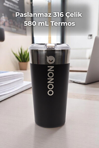 Sevinse Home Nonoo Paslanmaz 316 Çelik Vakumlu 580mL Termos, Termos Bardak, T...
