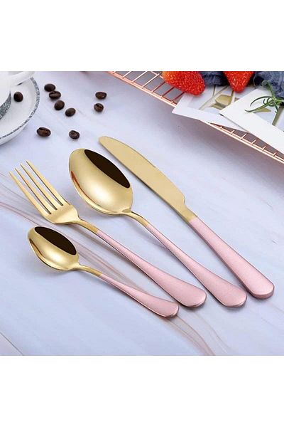 COOYA 24-Pcs Stainless Steel Cutlery Set,Mirror Polish Edge,Hold Comfortably,for Daily,Parties,Camping Use