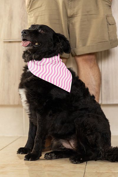 LU&MA Pink Wavy Chiffon Scarf Bandana 50x50