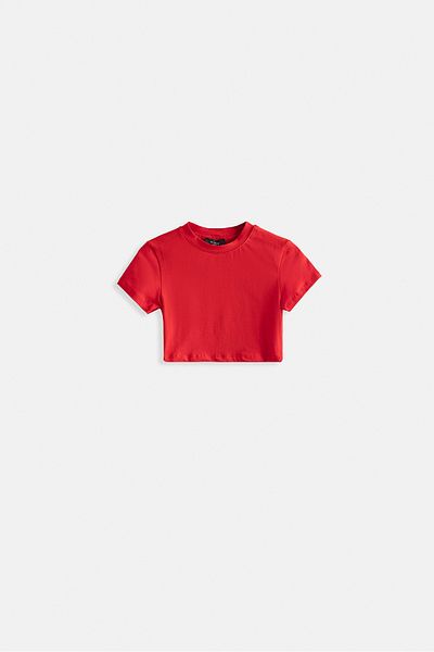 Black Fashion Tricou roșu Lycra Basic Crop