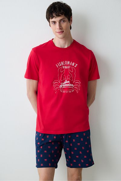 Penti Red Anchor Mehrfarbiges Pyjama-Set mit Shorts
