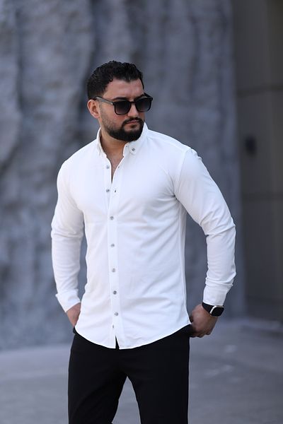 Klothy Cămașă pentru bărbați, slim fit, care absoarbe transpirația, ușor de călcat, respirabilă 2479
