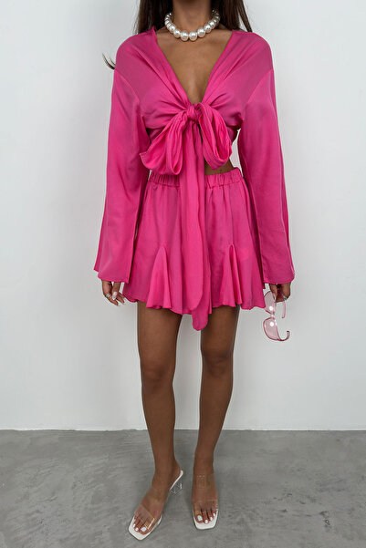 Black Fashion Fusta Kiloş Fuchsia - Talie elastică