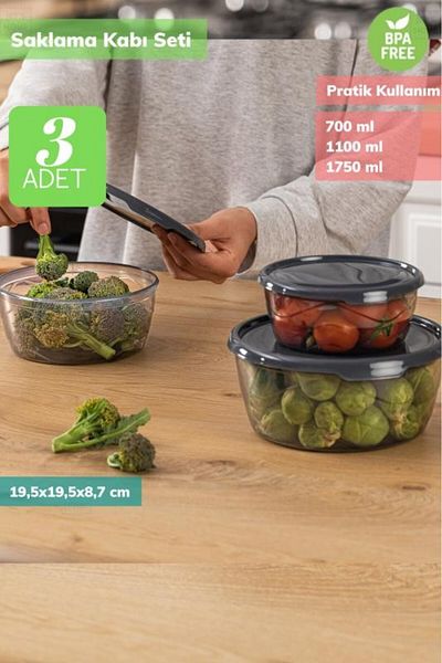Jet's Home Set of 3 Storage Containers Food Container Refrigerator Container Medium Size Bpa Free