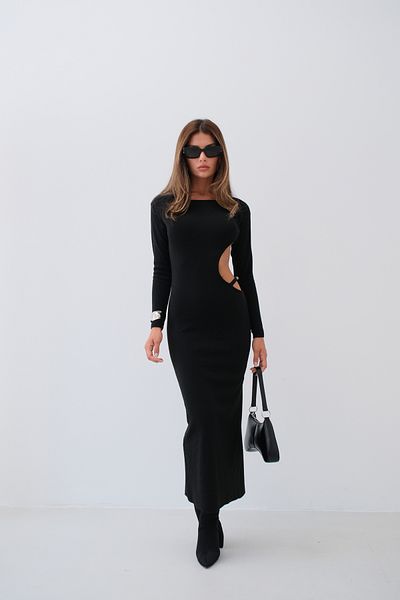 Black Fashion Crew Neck Back Low-Cut Black Dress