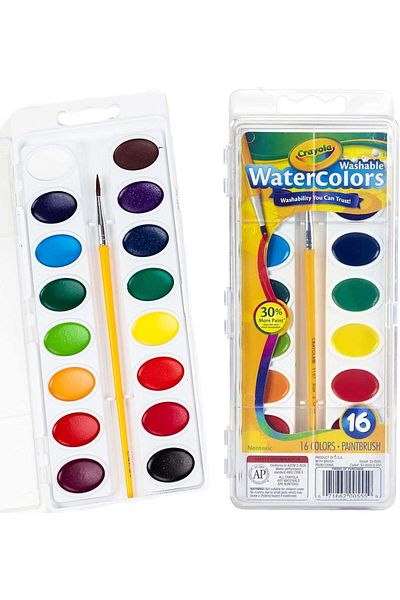 Crayola Washable Watercolor Pans with Plastic Handled Brush 16pc