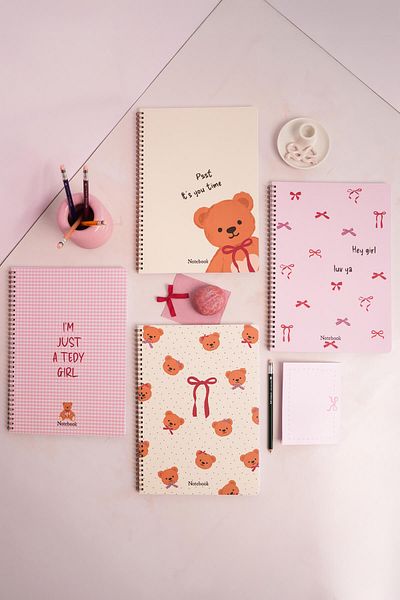 Matt Notebook A4 Checkered School Notebook - 80 Sheets, Set of 4