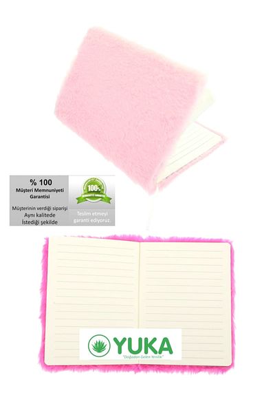 Yuka Furry Plush Scrapbook Memory Daily Lined Journal Notebook - Pink Color 80 Yp
