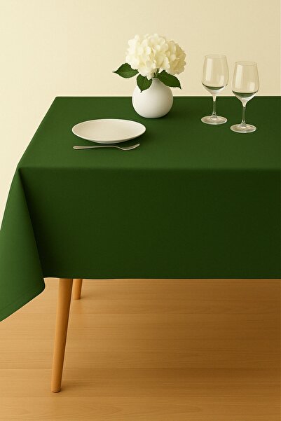 Luvora Home Luna Serisi Kadife Dokulu Masa Örtüsü - Çimen Yeşili