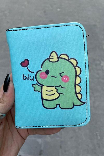 Köstebek Blue Biu Dinosaur Rose Short Wallet