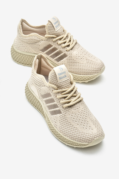 Tonny Black Unisex béžová Poly Sole Šněrovací úpletová sportovní obuv