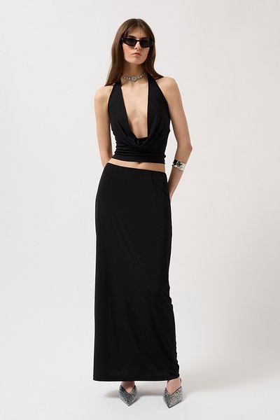 Black Fashion Μολύβι Midi Μαύρη Φούστα