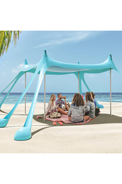 HAEGS Plaj Gölgelik Tente Deniz Çadırı, Sahil Plaj Gölgeliği, UPF50 Güneş Koruma, 250x250cm Turkuaz