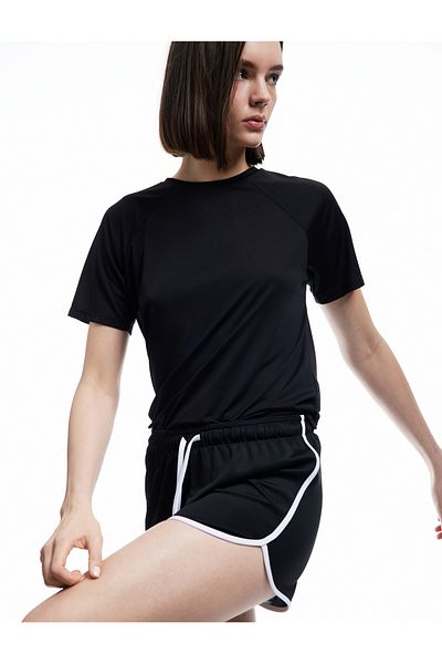 Koton Tricou sport de bază cu mânecă scurtă, cu decolteu, cu croială relaxată
