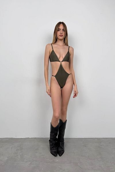 Black Fashion Green Low-cut Swimsuit
