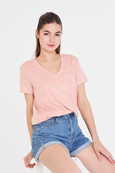 TIFFANY&TOMATO V Yaka Simli T-Shirt